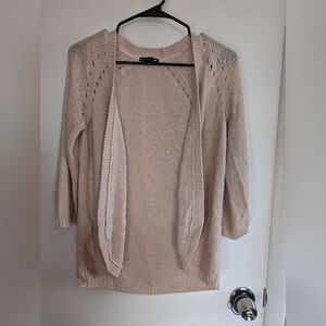 H&M Pink Open-Front Knit 3/4 sleeve Cardigan